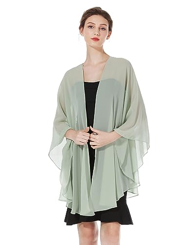 BEAUZSUZSANA Summer Shawls and Wraps for Women Evening Dresses Bridal Wedding Lightweight Party Travel Chiffon Scarf (Sage Green)