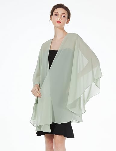 BEAUZSUZSANA Summer Shawls and Wraps for Women Evening Dresses Bridal Wedding Lightweight Party Travel Chiffon Scarf (Sage Green)