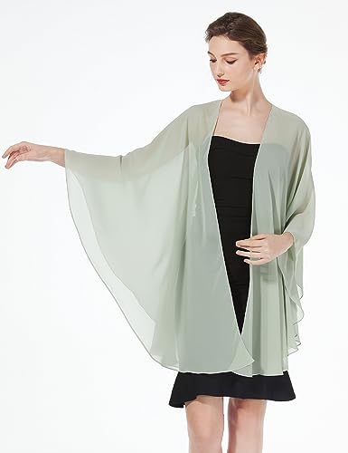 BEAUZSUZSANA Summer Shawls and Wraps for Women Evening Dresses Bridal Wedding Lightweight Party Travel Chiffon Scarf (Sage Green)