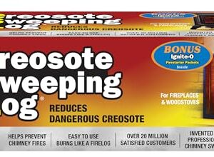 The Creosote Sweeping Log (CSL) with Bonus Ignite-O Fire Starter - Chimney Cleaner for Fireplaces and Woodstoves - Non-Toxic and Easy Cleaning Firelog