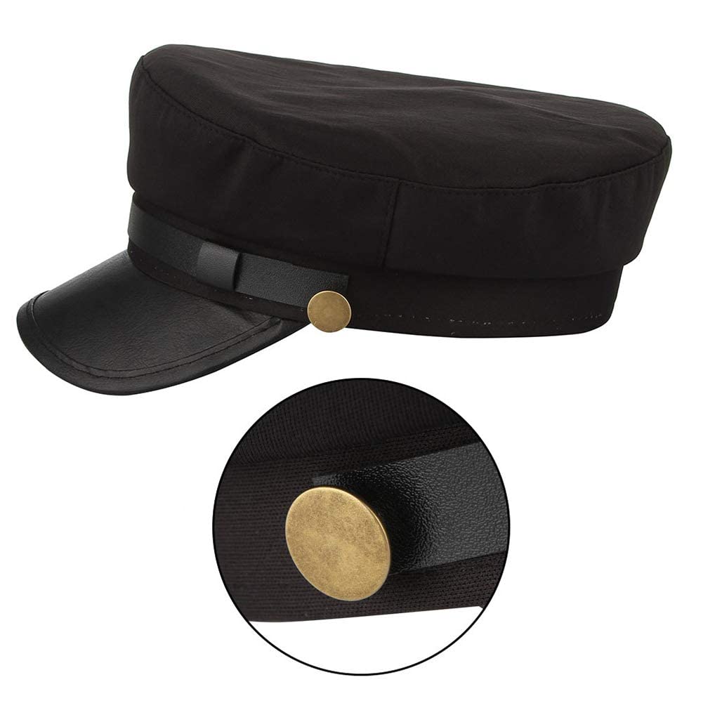 YUWXII Chauffeur Hat for Men Women, Classic Vintage Captain Hat Newsboy Cap Costume Hats (Black)