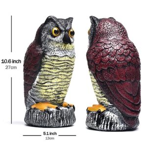 ZSYAIIQ 2 Packs Fake Plastic Owl Bird, Garden owl Statue, Halloween Decorations, Can Repel Pigeons Away from The House, Garden, Pool. (Wine red) 1