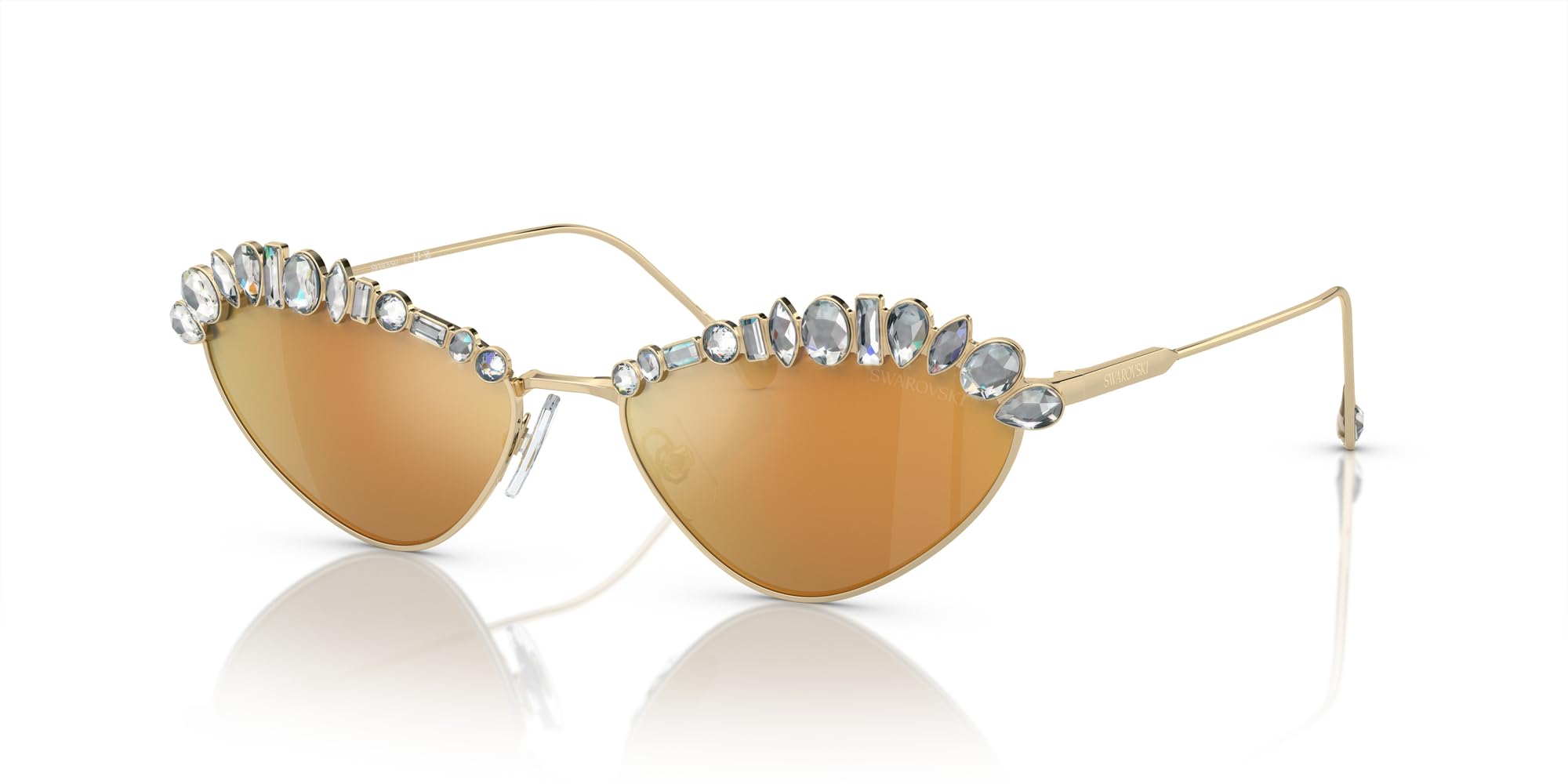 SWAROVSKI SK7009 Sunglasses, Pale Gold/Brown Mirrored Gold, 55 mm