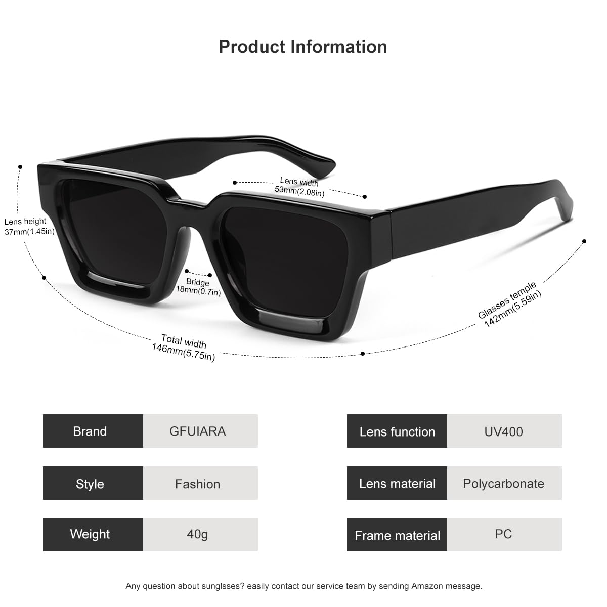 GFUIARA Trendy Square Sunglasses for Men Women Fashion Thick Rectangle Sun Glasses UV Protection Shades Designer Style