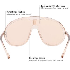 GFUIARA Trendy Oversized Sunglasses for Women Men Fashion Shield Aviator Sun Glasses UV400 Protection Goggles