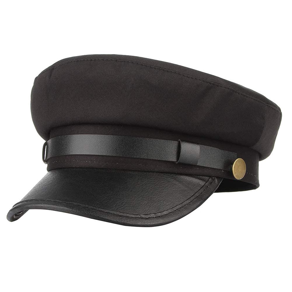 YUWXII Chauffeur Hat for Men Women, Classic Vintage Captain Hat Newsboy Cap Costume Hats (Black)