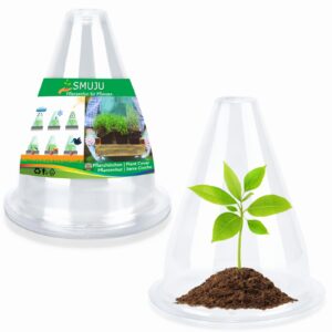 【12 pieces】 garden cloches for plants, plant covers plant protectors transparent bell jar cloches to protect plants from birds, slugs, frost, freeze weather, 7.8" d x 9.4" h, transparent