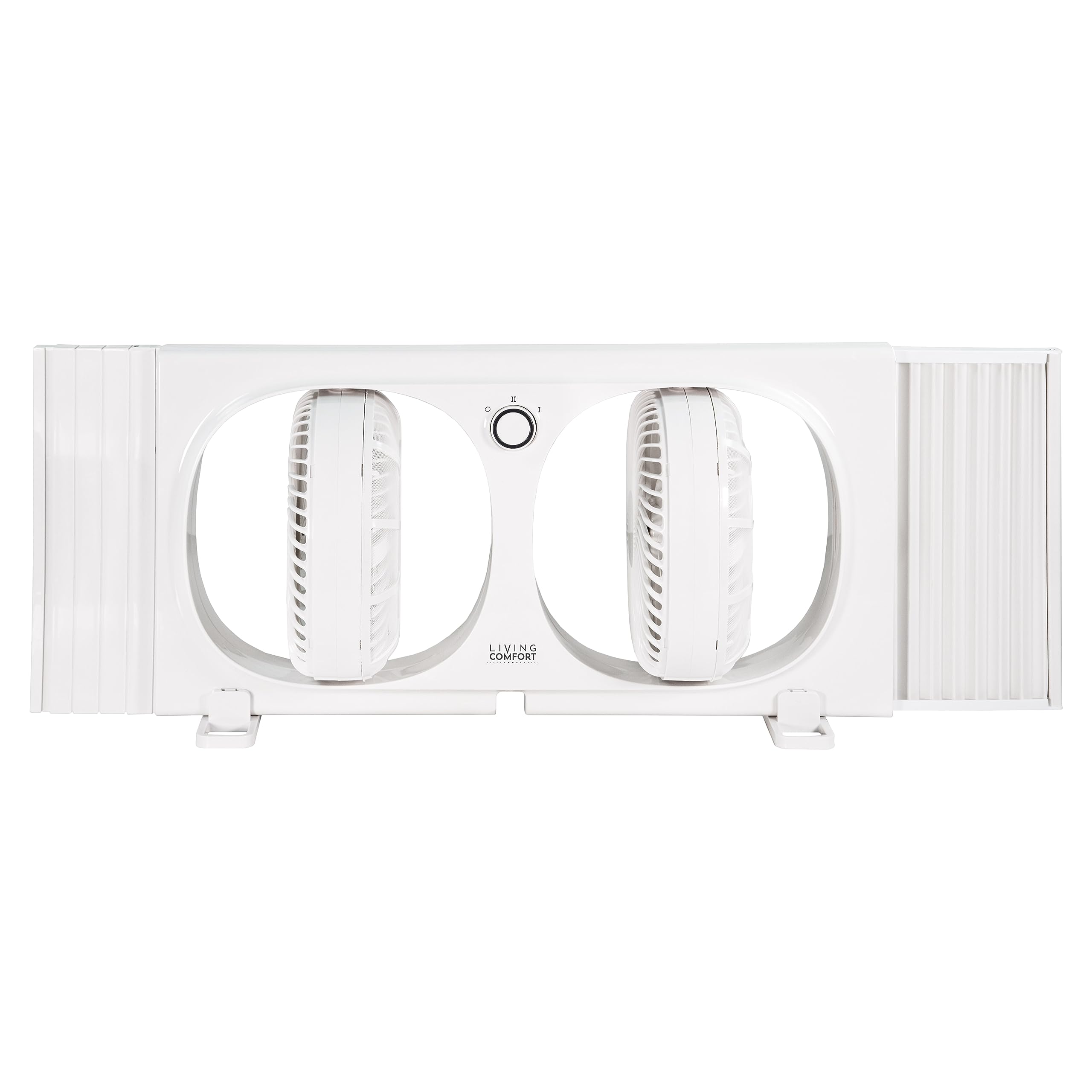 Comfort Zone Living Comfort Twin Window Fan with Individually 180 Degree Rotating Fan Heads, 9 inch, 2 Speed, Plastic Removable Bug Screen, Ideal for Home, Kitchen, Bedroom, & Office, LC329WT