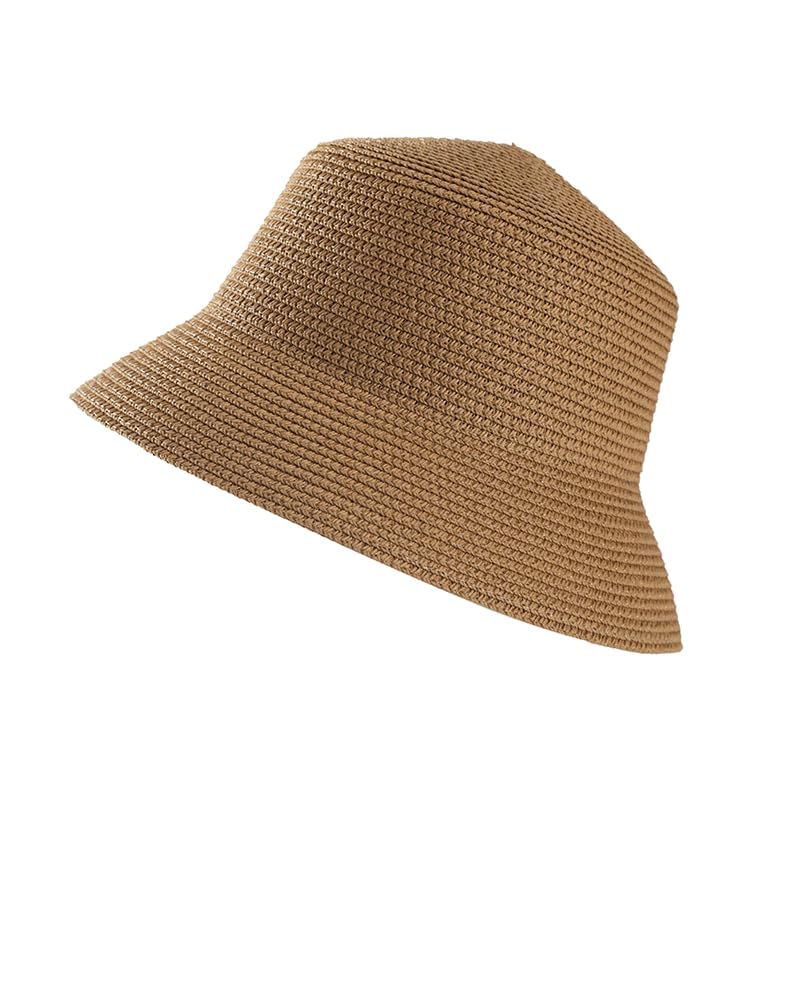 Lightbird Women's Straw Bucket Hat Beach Hat Foldable Summer Travel Sun Caps Outdoor Fisherman Hat Brown