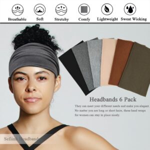 Sefiinh Wide Headbands For Women Stretch Headband Boho Head Bands Women's Hair Band Turban Workout Hairband Accessories 6 Pack