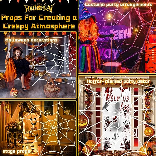 YUNAI Spider Webs Halloween Decorations Outdoor, 10.5ft 7 Coils White Fake Spider Web, Scary Haunted House Outdoor Wall Decor for Halloween Party Hanging Decorations