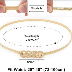 Suyi Skinny Stretch Belt for Women Elastic 2 Pieces Waist Belt Thin Cinch Belts for Dress Gold Silver Set7