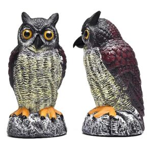 ZSYAIIQ 2 Packs Fake Plastic Owl Bird, Garden owl Statue, Halloween Decorations, Can Repel Pigeons Away from The House, Garden, Pool. (Wine red) 1