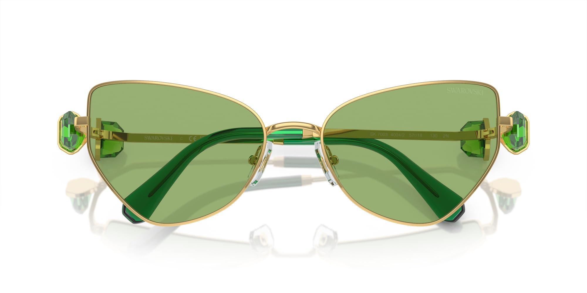 SWAROVSKI SK7003 Sunglasses, Gold/Dark Green, 57 mm