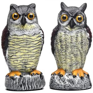 zsyaiiq 2 packs fake plastic owl bird, garden owl statue, halloween decorations, can repel pigeons away from the house, garden, pool. (wine red) 1