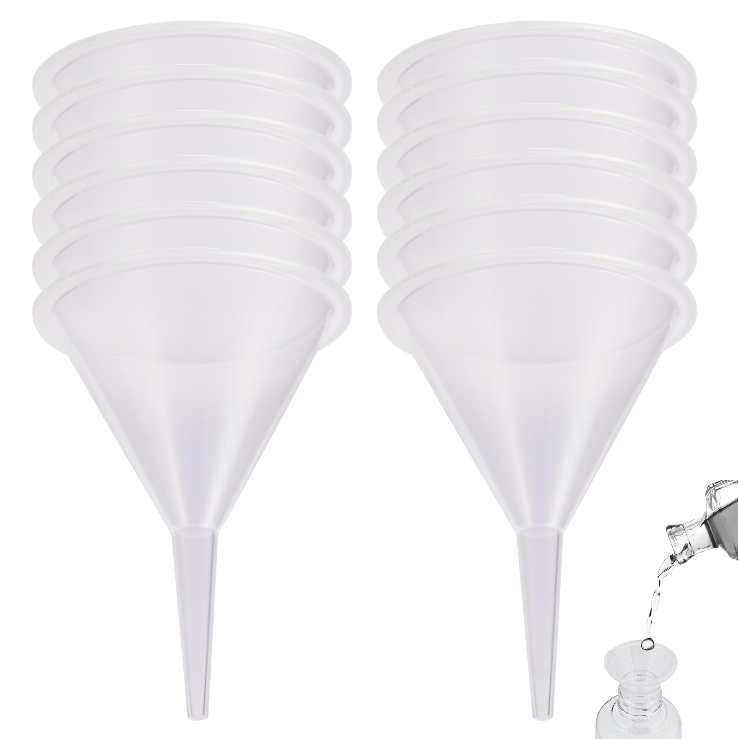 12 Pcs Small Funnel Clear 1.57inch Plastic Mini Funnel Kitchen Funnels for Lab, Powder,Capsule,Oils, Filling Bottles, Urn Funnel Filling Kit,Essential Oil,Perfume