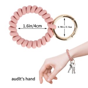 QIUTIMIY 6PCS Wristlet Keychain(Matte Medium), Colorful Spiral Coil Hair Tie for Women, Sauna Accessaries Wrist Coil Key Ring Key Holder