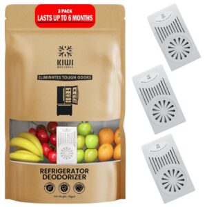 kiwi wellness refrigerator deodorizer and odor absorber, eliminates odors in refrigerators & freezers. keeps your produce fresh (3 pack).