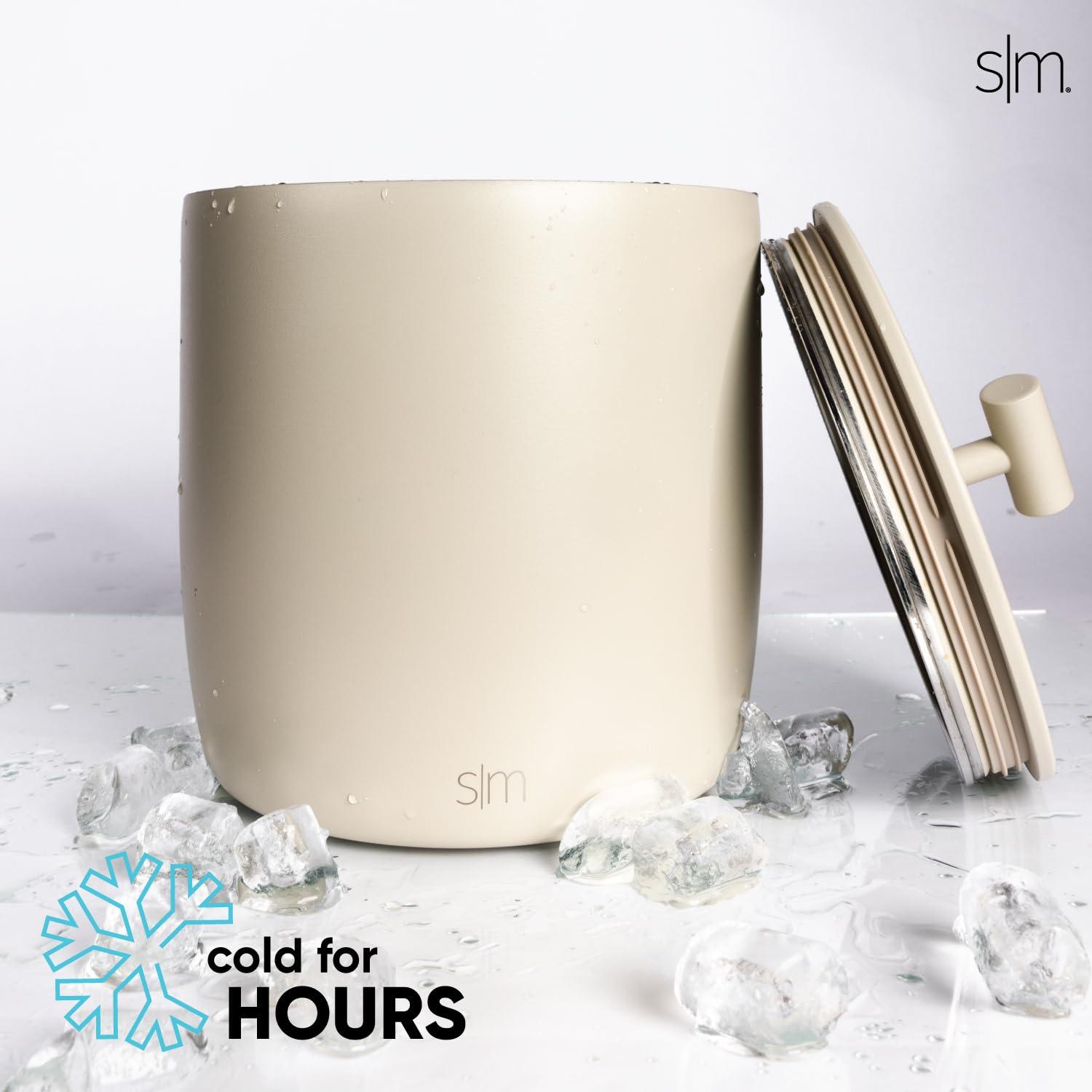 Simple Modern Vacuum Insulated Ice Bucket with Lid and Scoop | For Cocktail, Champagne, Wine, Beer, & Hosting | Stainless Steel 100oz Capacity for Large Parties | Rocks Collection | Winter White