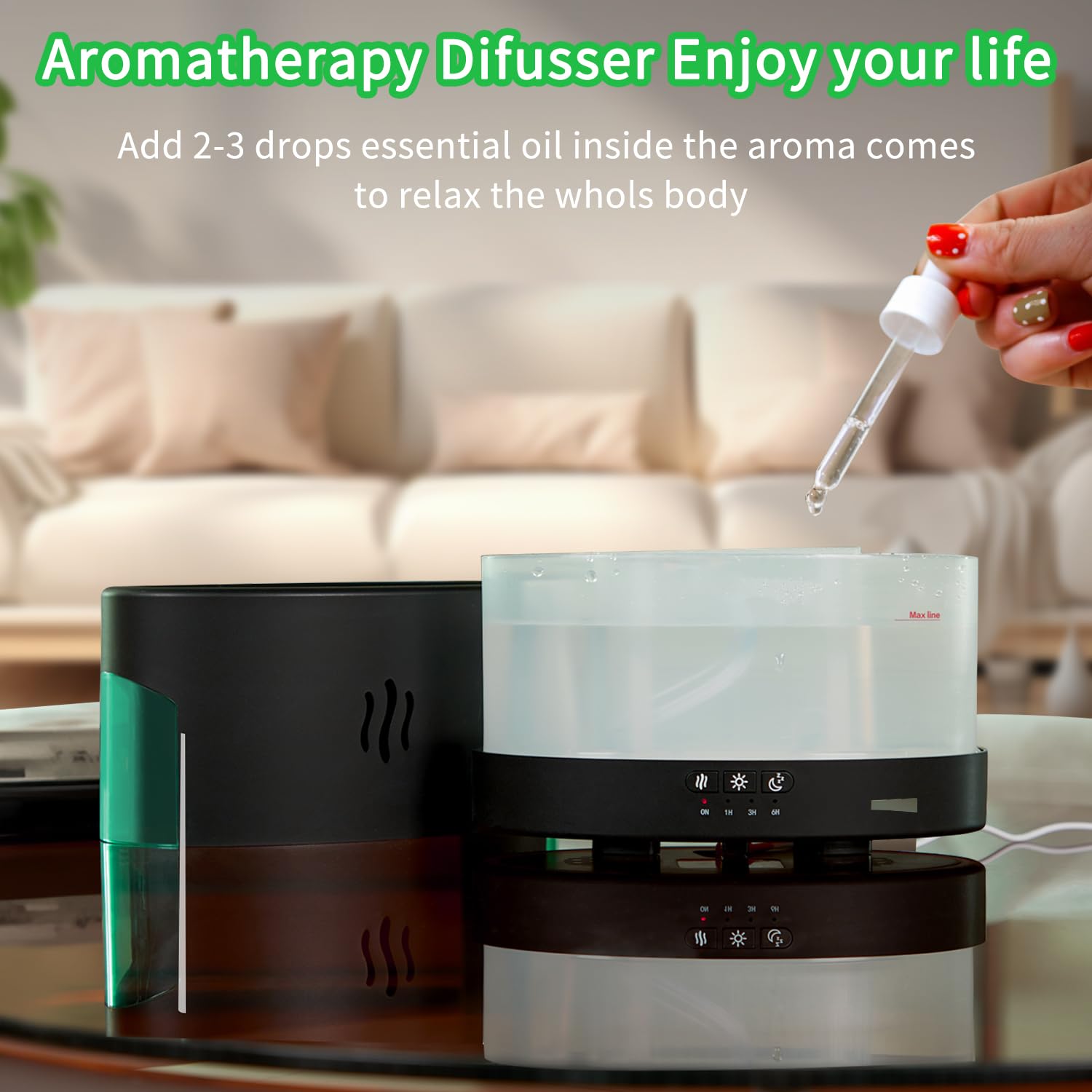 DEPULAT Flame Aroma Diffuser, 450ml Flame Fire Diffuser Humidifier, 7 Colors Changing Oil Diffuser, Aromatherapy Essential Oil Diffuser Humidifier with Remote Control for Large Room, Bedroom, Office