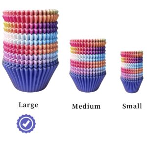 qiqee Jumbo Cupcake Liners 300PCS Gradient Cupcake Cups 6 Designs Cupcake Papers Baking Cups Cupcake Wrappers (Large Size)