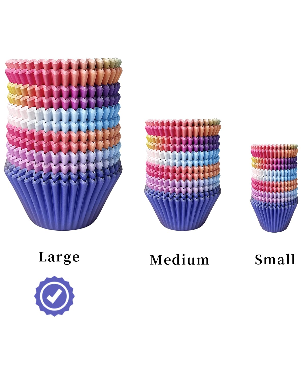 qiqee Jumbo Cupcake Liners 300PCS Gradient Cupcake Cups 6 Designs Cupcake Papers Baking Cups Cupcake Wrappers (Large Size)