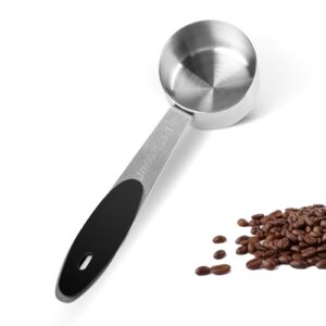 1/8 cup(2 tbsp/30 ml/30 cc/1 oz) measuring cup, stainless steel measuring scoops, small measuring cup measuring scoop, single metal coffee scoop measuring cup with black silicone handle