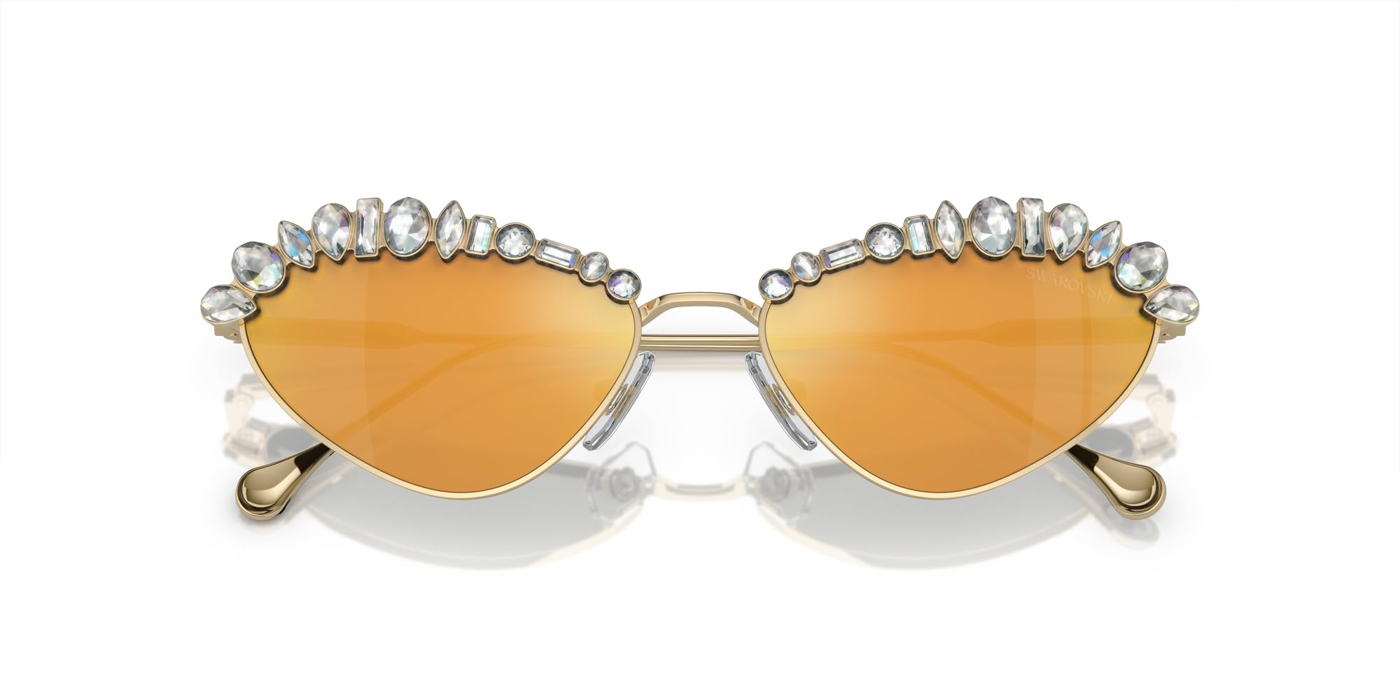 SWAROVSKI SK7009 Sunglasses, Pale Gold/Brown Mirrored Gold, 55 mm