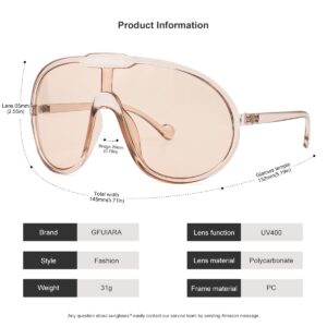 GFUIARA Trendy Oversized Sunglasses for Women Men Fashion Shield Aviator Sun Glasses UV400 Protection Goggles