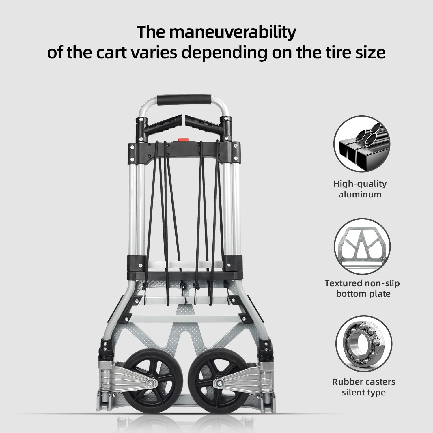 RJTEK 【Upgraded Version】 Heavy-Duty Folding Hand Truck and Dolly 350lb Capacity, Telescoping Handle, Dolly cart, Luggage Trolley Cart,Moving Dolly, Lightweight,with 2 Ropes