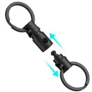 keyunity ka24bk detachable key ring connector, double-end swivel keychain titanium rotatable key organizer linker for carabiner