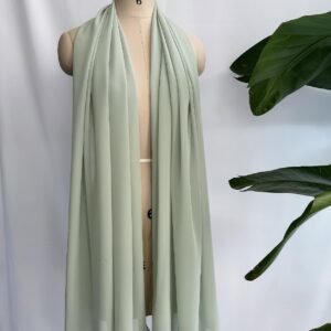 BEAUZSUZSANA Women Chiffon Shawls and Wraps for Evening Dresses Wedding Party Travel Scarves Pashmina Bikini Cover Up (Sage Green)