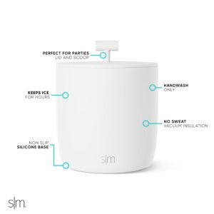 Simple Modern Vacuum Insulated Ice Bucket with Lid and Scoop | For Cocktail, Champagne, Wine, Beer, & Hosting | Stainless Steel 100oz Capacity for Large Parties | Rocks Collection | Winter White