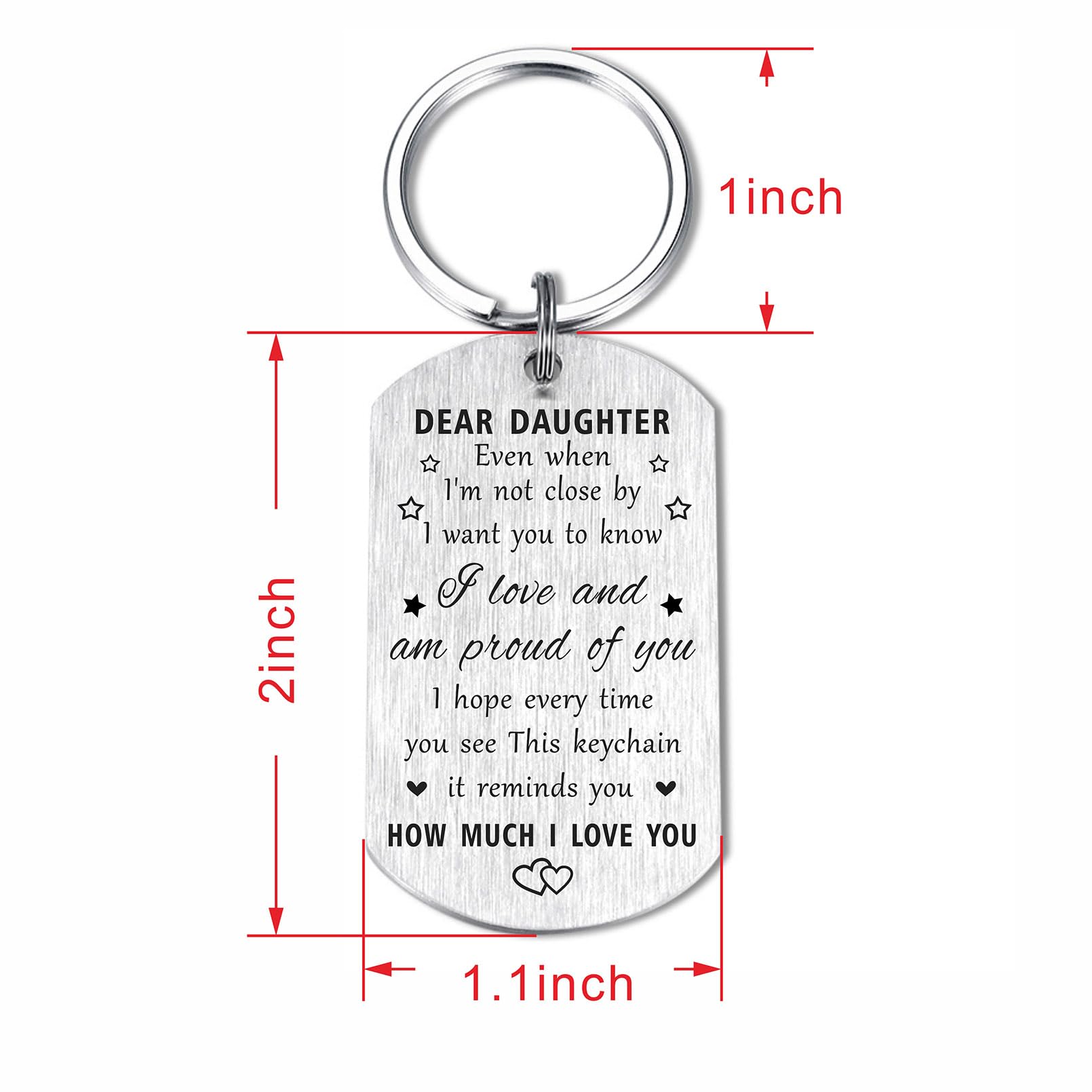 Resdink Daughter Keychain Gifts - to My Dear Daughter, I Love You Daughter Birthday Key Chain, Best Graduation Gifts for Our Daughter Proud of Daughter Teen Girl, Christmas Gifts for Adult Daughter