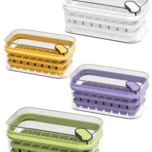 GOHOLE Ice Cube Trays for Freezer with Lid and Bin, 64 Ice Cubes, 2 Trays, Container, Lid & Ice Scoop (Green)