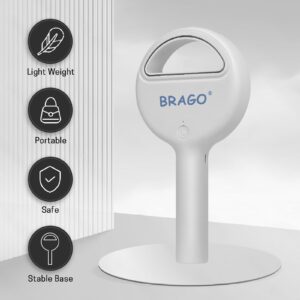 Brago Handheld Bladeless Mini Fan, Portable Hand Fan, Rechargeable Small Pocket Fan, Battery Operated Personal Fan for Indoor Outdoor Travelling (White)