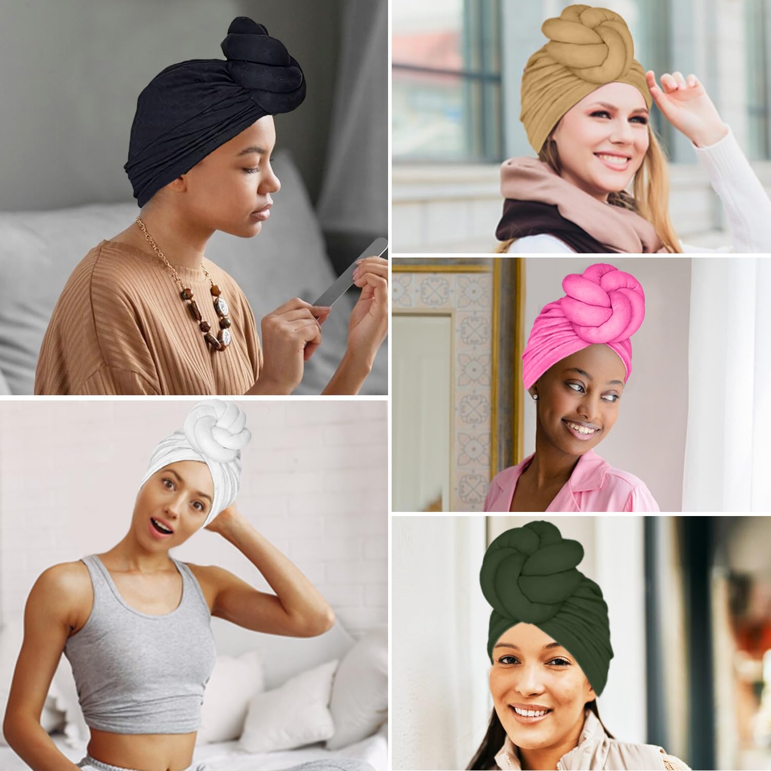 LVBGQVL Women Turbans and Head Wraps, Women African Turban Flower Knot Pre-Tied Bonnet Beanie Cap Headwrap