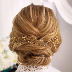 CASDRE Star Rhinestone Hair Vine Gold Moon Headpiece Bridal Headband Crystal Bride Wedding Hair Accessories for Women and Girls