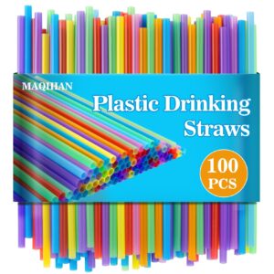 maqihan 100pcs colorful drinking straws - cocktail straws drinking straws disposable stirrer drinking straws bulk party straws 19x0.55cm for women men adults for juice, cocktails.