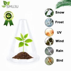 【12 Pieces】 Garden Cloches for Plants, Plant Covers Plant Protectors Transparent Bell Jar Cloches to Protect Plants from Birds, Slugs, Frost, Freeze Weather, 7.8" D x 9.4" H, Transparent