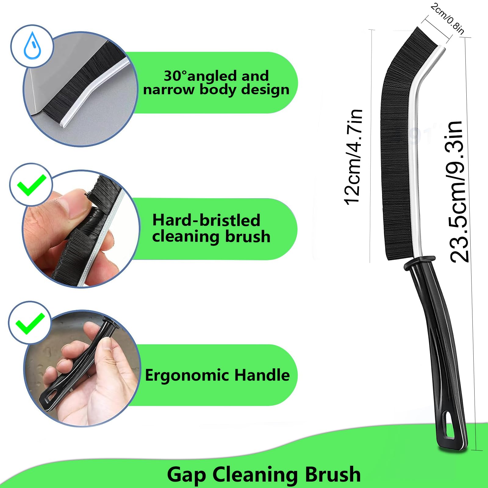 4pcs Hard Bristle Crevice Cleaning Brush, Gap Crevice Cleaning Brush Dead Corners Small Cleaning Brush Tool, for Bathroom Kitchen Tiles Window Slots Track Deep Cleaning Brush Supplies (Black)