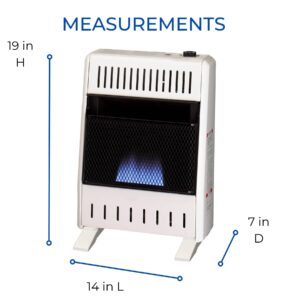 ProCom ML100TBA-B Ventless Propane Gas Blue Flame Space Heater with Thermostat Control for Home and Office Use, 10000 BTU, Heats Up to 500 Sq. Ft., Includes Wall Mount and Base Feet, White