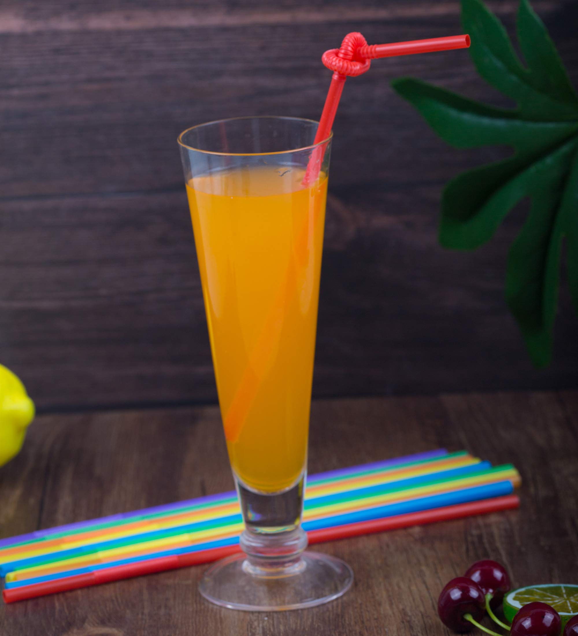 300 Pcs [Individually Wrapped] Colorful Flexible Plastic Straws, Disposable Bendy Straws, (9.45" Long and 0.23'' Diameter), BPA-Free