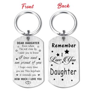 Resdink Daughter Keychain Gifts - to My Dear Daughter, I Love You Daughter Birthday Key Chain, Best Graduation Gifts for Our Daughter Proud of Daughter Teen Girl, Christmas Gifts for Adult Daughter