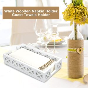 Guest Towel Holder Tray for Bathroom Napkin Holder Modern Disposable Hand Towel Holder Basket White Wooden Napkin Holder for Table Paper Rustic Bathroom Towel Tray Flat Wood Napkin Holder