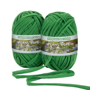 maqihan 2 pack garden string - plant ties,garden twine,gardening tape,tree support, stretchy ttrap for plants,trees,flowers,green soft plant ties for all plants all gardeners(35m/roll,115ft)