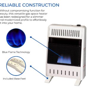 ProCom ML100TBA-B Ventless Propane Gas Blue Flame Space Heater with Thermostat Control for Home and Office Use, 10000 BTU, Heats Up to 500 Sq. Ft., Includes Wall Mount and Base Feet, White