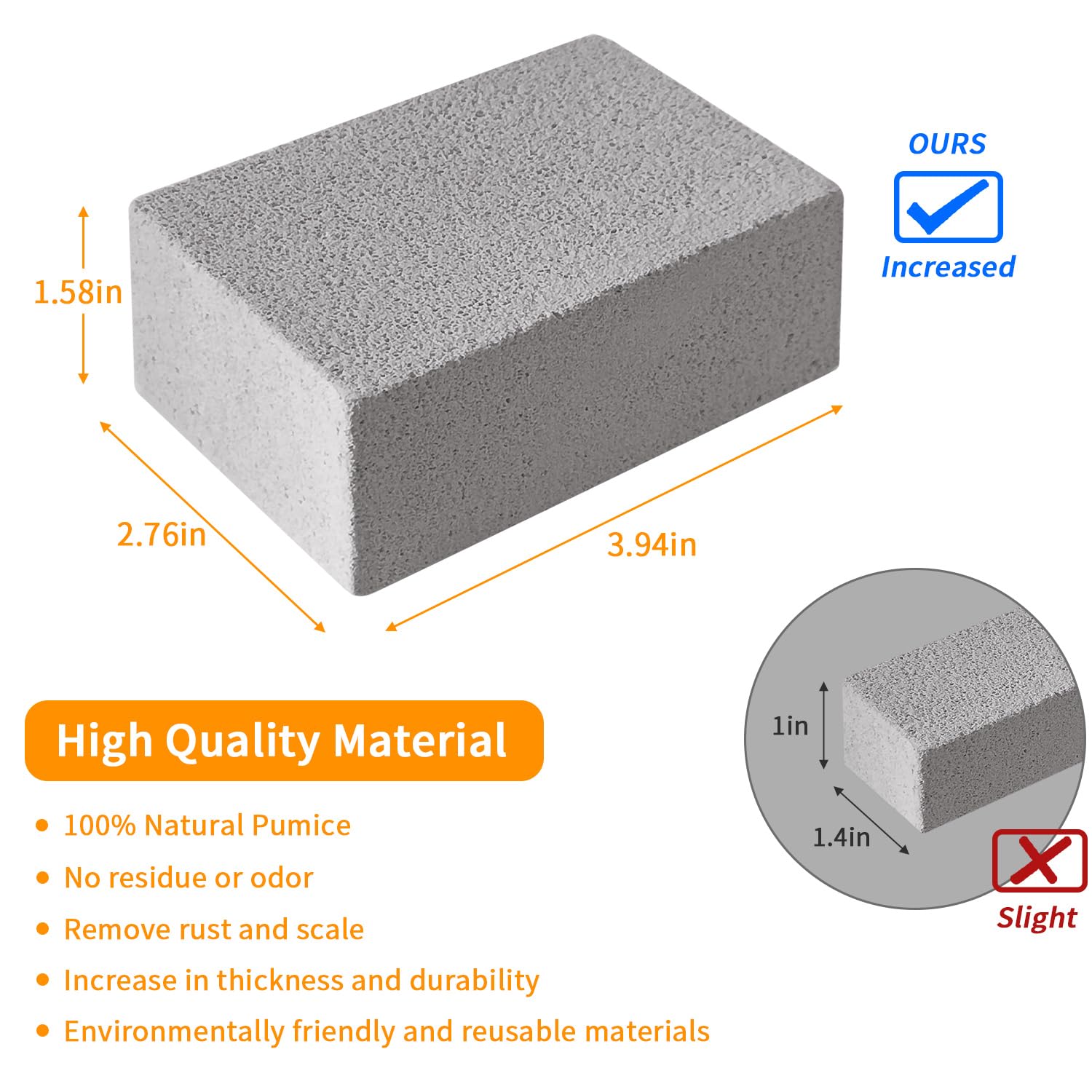 4TH Pumice Stone for Grill Cleaning,Heavy Duty Cleaning Brick,Easy to Remove Stubborn Stain for Griddle/Swimming Pool/BBQ Outdoor/Toilet Bowl/Stove - Grey,4 Packs