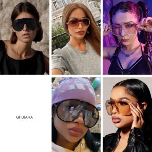 GFUIARA Trendy Oversized Sunglasses for Women Men Fashion Shield Aviator Sun Glasses UV400 Protection Goggles