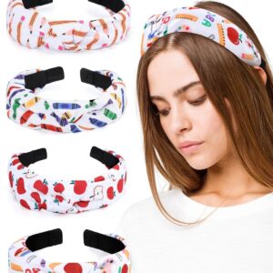 CiyvoLyeen Teacher Headbands for Women Knotted Wide Headbands Stylish Accessories for Girls Perfect for Teacher Hair Clips Appreciation Week Back to School and Holiday Gift Ideas Set of 4